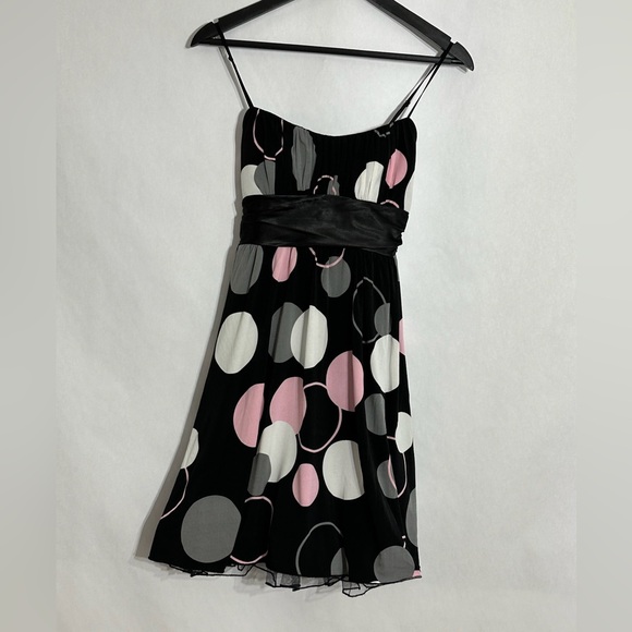 Ruby Rox Black Pink White Gray Polka Dot Tulle Hem Dress Vintage Y2K Size Small - Picture 2 of 7
